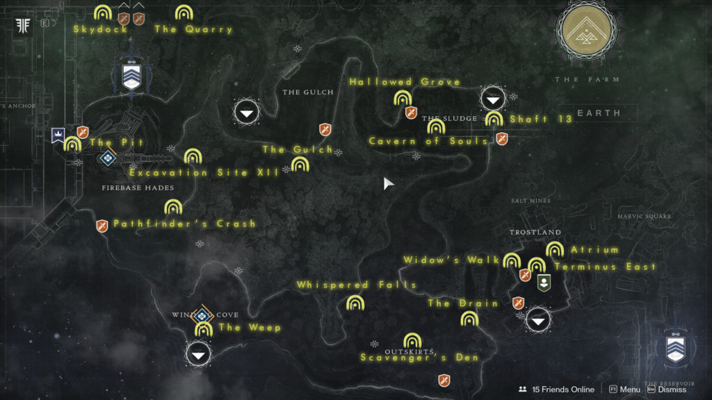 Destiny 2 EDZ Lost Sector haritası